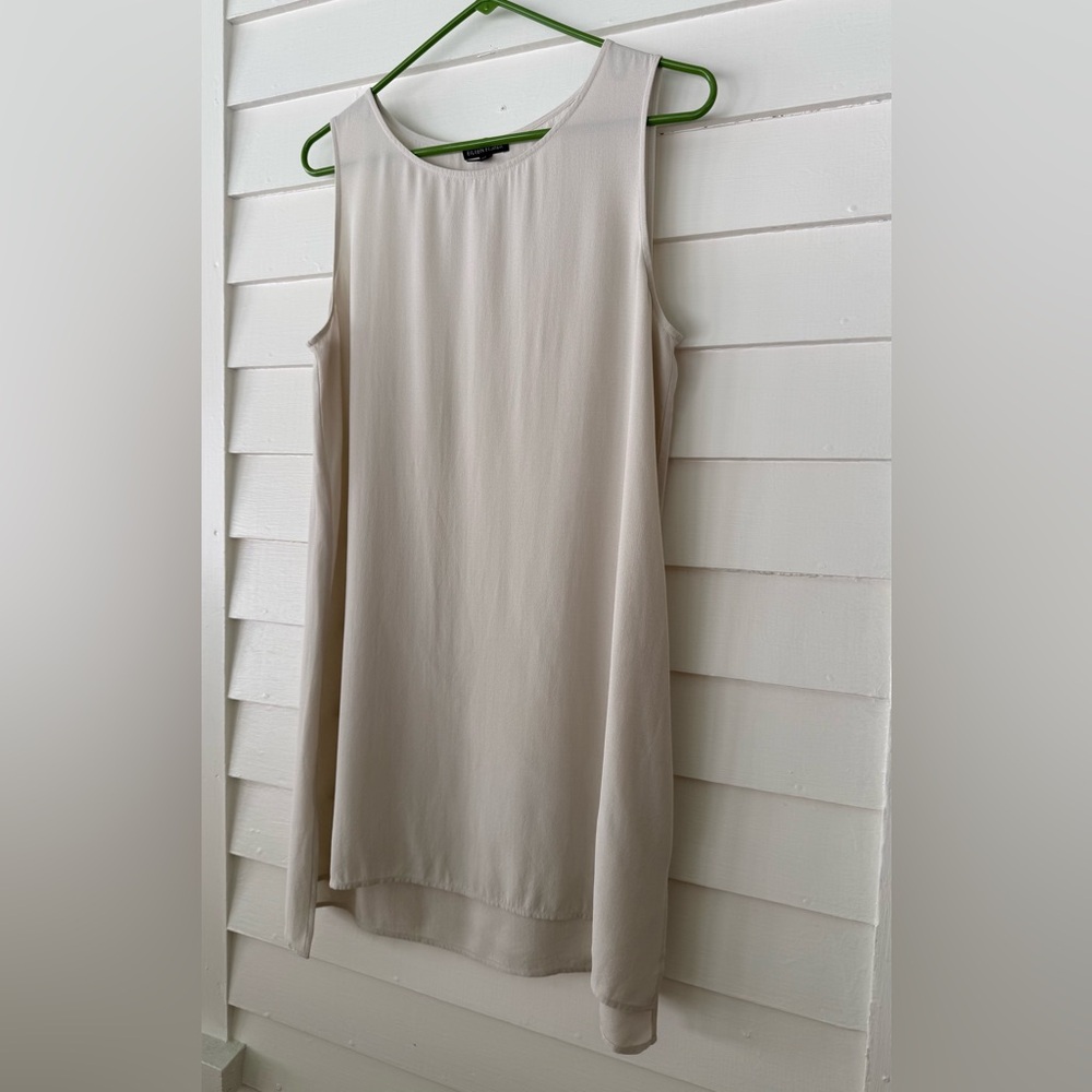 Eileen Fisher | 100% Silk Sleeveless Shift Dress Cream Size Small - Picture 3 of 6
